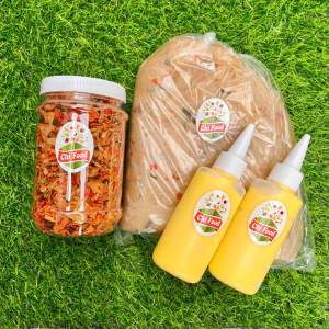 Combo Bánh Tráng Bơ 500g dẻo tôm 200g muối tôm hành phi 2 chai bơ