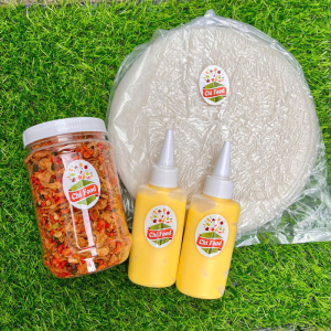 Combo Bánh Tráng Bơ 500g dẻo tôm 200g muối tôm hành phi 2 chai bơ